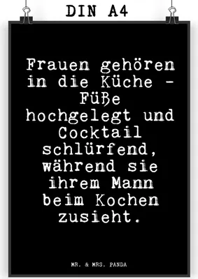 Produktbild von Mr. & Mrs. Panda Bild Frauen gehören in die... DIN A4 - Schwarz - Geschenk, Frau, Wandbild, Sprüche, Kunstdruck, wanddeko, Mann, drucke, Junggesellinnenabschied, poster