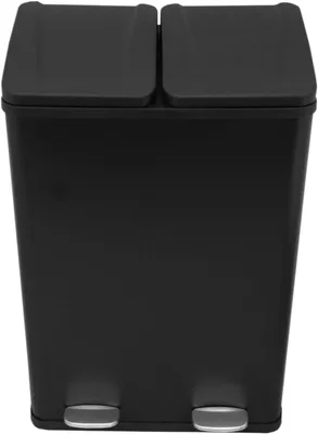 Immagine prodotto di Contenitore per rifiuti con doppio cestello - Sistema di separazione dei rifiuti - Contenitore per la raccolta differenziata - Due scomparti - 60 litri - Nero