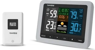 Obrázek produktu pro GARNI 520, Černá, Stříbrná, Domácí barometr, Vnitřní vlhkoměr, Vnitřní teploměr, Venkovní vlhkoměr, Venkovní teploměr, Vlhkoměr, Teploměr, 20 - 99%, 20 - 99%, 1%