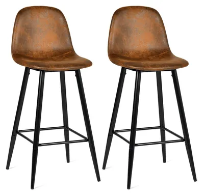 Produktbild von MEUBLE COSY Barhocker 2er Set Retro Barstuhl Vintage mit Rücklehne und Fußstütze