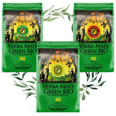 Produktbild von Yerba Mate Tee Mate Green Organic Set 3x200g - Mate Green Organic 200g, Mate Green Guarana 200g, Mate Green Limao 200g -Luftgetrocknet