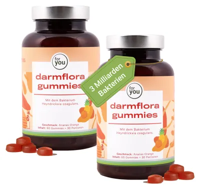 Zdjęcie produktu dla for you darmflora gummies – zestaw podwójny o smaku ananasowo-pomarańczowym