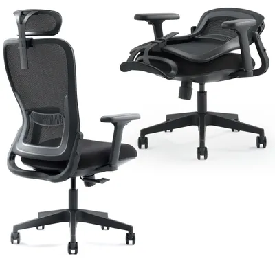 Klappbarer ergonomischer Mesh-Bürostuhl mit 3D-Armlehnen
