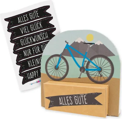 Produktbild von itenga Geldgeschenkverpackung Fahrrad Mountainbike modern mit Stickerbogen