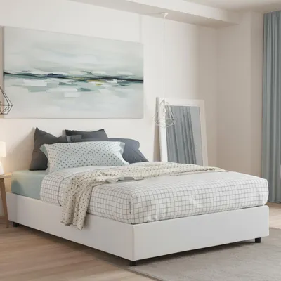 Produktbild von Doppelbett Adele, Containerbett mit Stoffbespannung, 100%  Italy, Frontöffnung, inklusive Matratze 140x190 cm, Weiß