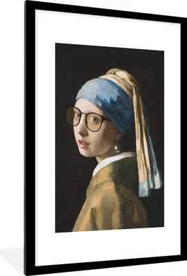 Produktbild von MuchoWow® MuchoWow® Gerahmtes Poster Das Mädchen mit dem Perlenohrring - Johannes Vermeer - Brillen 60x90 cm - Poster mit zchwarzem Bilderrahmen - Dekoration - Wandposter Wohnzimmer - Hochwertig