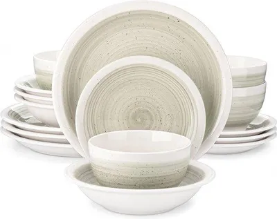 Image de Service de table 16 pièces en céramique beige pour 4 personnes