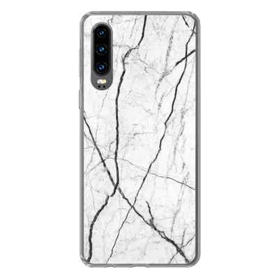 Produktbild von MuchoWow® Handyhülle Schutzhülle Hülle für Huawei P30 Marmor - Schwarz - Weiß Silikon Softcase Handy Hülle - Kartenbesitzer