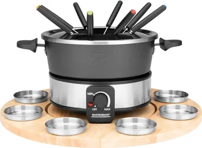 Produktbild von Fondueset mit Draaiplateau und 8 Edelstahl-Saucenbehältern - Stufenlos einstellbar