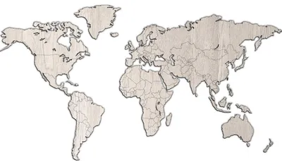 Immagine prodotto di Giallobus - Mappa del mondo - decorazione da parete in legno MDF ROVERE SBIANCATO - 190L x 105l cm - Legno Mdf - Rovere sbiancato - Marrone chiaro