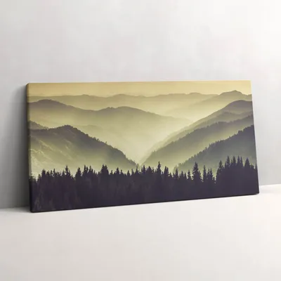 Produktbild von Neblige Berghänge – Leinwandbild Wandbild – 100x50 cm – Leinwandbilder – Wandbilder – Schlafzimmer – Flur