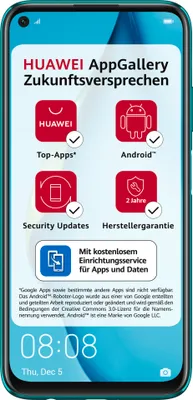 Produktbild von Huawei Smartphone P40 Lite 16,3cm (6,4 Zoll), 6GB RAM, 128GB Speicher, 48MP Kamera, Farbe: Grün