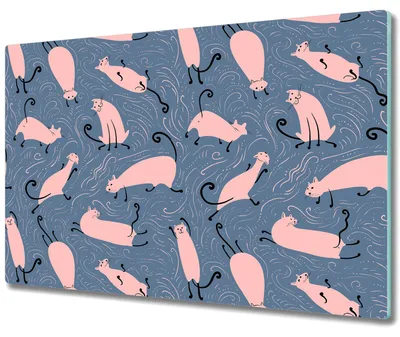 Produktbild von Glas Schneidebrett Herdabdeckplatten Schneideplatten - 80x52 cm - Cartoon-Katzen
