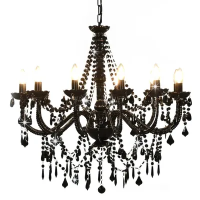 Image de Lustre avec perles Noir 12 ampoules E14