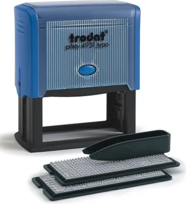 Produktbild von Trodat 35033, Selbstfärbestempel, Textstempel, Gummi, 29 x 69 mm, Schwarz, Blau, Schwarz