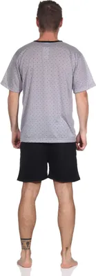 Produktbild von Herren Pyjama Short und T-Shirt Schlafanzug, Grau/L