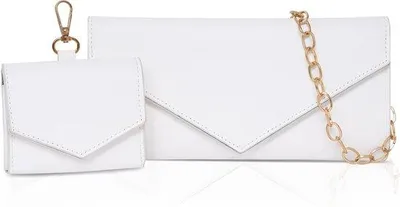 Productafbeelding van Stijlvolle witte clutch tas voor dames, perfect voor avondjes uit en speciale gelegenheden