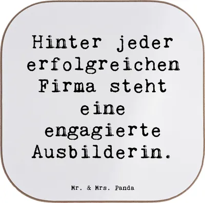 Produktbild von Mr. & Mrs. Panda Untersetzer für Gläser Spruch Engagierte Ausbilderin - Weiß - Geschenk, Coaster, Ausbildung, gläseruntersetzer, Berufsalltag, Beruf, Fachkräfte, Berufe