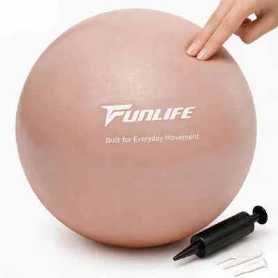 Zdjęcie produktu dla Piłka do pilatesu FunLife, 25 cm, z pompą. Mała piłka do ćwiczeń, idealna do pilatesu, jogi, treningu mięśni brzucha i równowagi. Antypoślizgowa piłka, idealna do ćwiczeń w domu i na siłowni