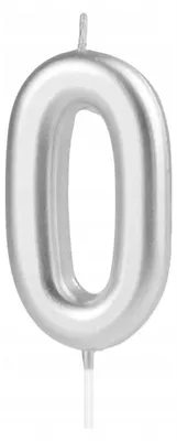Produktbild von PartyPal Silberne Ziffernkerze 0 für Geburtstage, 10 cm