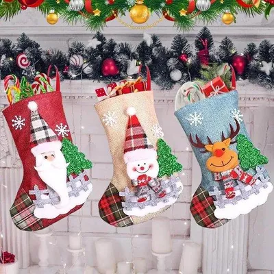 Obrázok produktu pre Vianočná sada – stromček – krb – ponožky so Santa Clausom