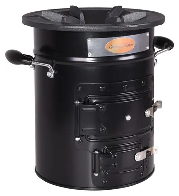 Produktbild von Raketenofen LOTI - Edelstahl Schwarz 29,5x26,5x26,5cm | Rocket Stove für Dutch Oven Rocketstove für Grillpfanne