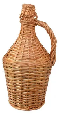 Produktbild von Korbflasche aus Glas mit schützendem Weidegeflecht, handgeflochten, 1 Liter