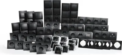 Produktbild von Schalter und Steckdosen Set McPower Flair Megaset Profi matt schwarz,100-tlg.