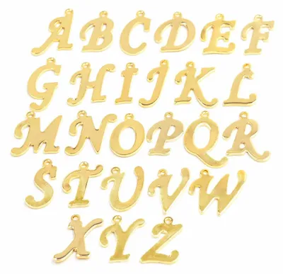 Produktbild von Vintageparts Buchstaben-Anhänger Edelstahl 304 goldfarben 14-18mm M, 1 Stück