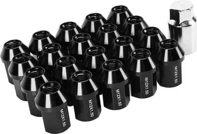 Image de 20pcs M12X1.5 écrous de roue 35 mm 6061 aluminium -alliage fermé extrémité de remplacement pour Chevrolet Camaro 1983-2002Black