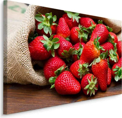 Produktbild von Fabelhafte Canvas LEINWAND BILDER 40x30 cm XXL Kunstdruck Obst Erdbeeren Blätter