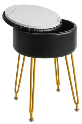 Image de Tabouret de repos avec repose-pieds, design moderne, avec coffre de rangement, couleur noire