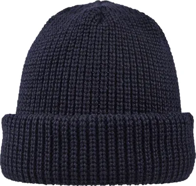 Produktbild von tomBrook Uni Parkermütze aus 100% Schurwolle - Klassische Strickmütze Wintermütze mit Umschlag in Marine