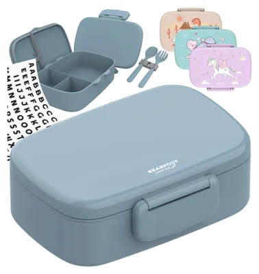 Produktbild von Brotdose Kinder mit Fächern, BPA frei, Lunchbox, Bento box, Brotbox, Brotdose Mädchen & Jungen, Snackbox mit Trennfächern, Vesperbox - blau