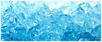 Produktbild von Wallario Premium Glasbild, freischwebende Optik, kräftige Farben, Größe 125 x 50 cm Motiv Leuchtendes Eis in blau