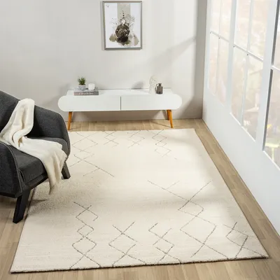 Produktbild von Kurzflor Teppich Skandinavisch Berberlook Wohnzimmer Schlafzimmer Modern Streifen