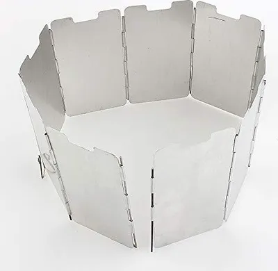 Imagen del producto de 9 placas de protección contra el viento plegables para estufas de camping y picnics, ideales para cocinar al aire libre (kit)