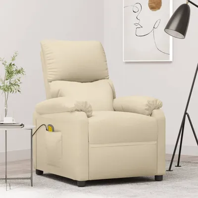 Immagine prodotto di The Living Store poltrona massaggiante in tessuto crema