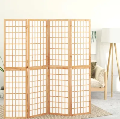 Image de The Living Store Paravent 4 pièces Paravent japonais 160x170 cm