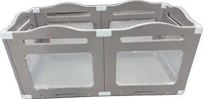 Image de Aire de jeu pour chiots, design pliable, transparent avec porte, gristransparent 6pcs, 129x68x60cm