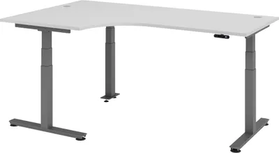 Produktbild von bümö Schreibtisch elektrisch XDSM - Gestell: Graphit, Nachbildung: Grau, Größe: Eckschreibtisch 200 x 120 cm