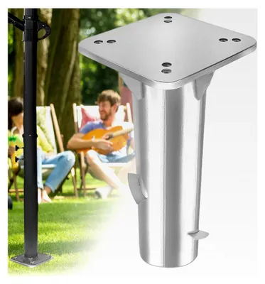 Produktbild von Sonnenschirmständer Bodenhülse Metall Universal-Bodenplatte für Garten und Terrasse, robust und wetterfest, silber
