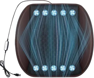 Produktbild von Belüftetes Autositzkissen mit Ventilator für 12 V und 24 V, Luftzirkulation und kühlende Sitzunterlage für Fahrzeuge, atmungsaktiv, elektrisches Kühlsystem für Autoreisen, Pendeln, SUV, Wohnmobil und LKW