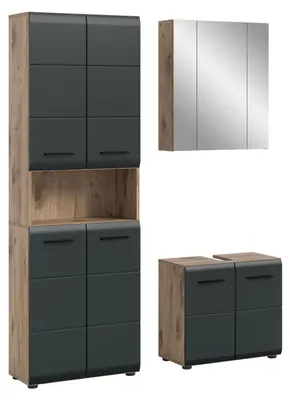 Produktbild von Bad Set Ice | 3-teilig | Nox Oak / schwarz matt