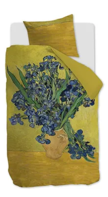 Produktbild von Beddinghouse x Van Gogh Museum Mako-Satin-Bettwäsche-Garnitur Irises Farbe Yellow Größe 135x200+80x80