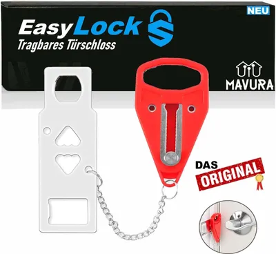 Produktbild von EasyLock Tragbares Türschloss Reiseschloss Sperrschloss Zusatzschloss mit Tasche