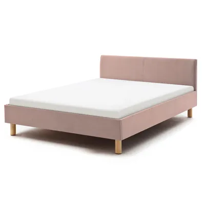 Produktbild von Meise Möbel Lena Polsterbett Holzfuß Eichenfarbig Kopfteil glatt - Altrosa 120x200 cm