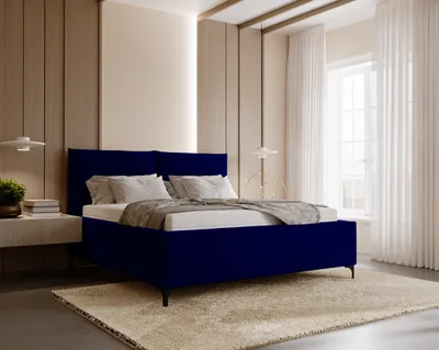 Produktbild von Besilio Möbel Design Polsterbett 180x200 Lion - Bettkasten und Metallrahmen - Samtstoff - Blau