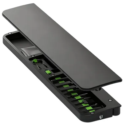 Produktbild von 36 cm Tastatur-Handgelenkauflage mit Reinigungswerkzeug-Set – Ergonomische Handballenauflage aus ABS und Leder für mechanische Tastaturen, Rutschfest