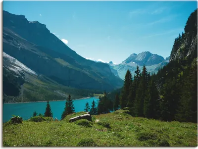 Produktbild von ARTland Leinwandbild Blick auf den Oeschinensee Größe: 40x30 cm